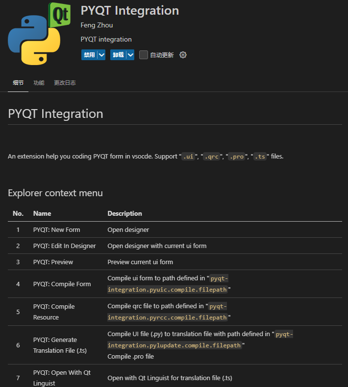 VsCode的插件—PYQT Integration